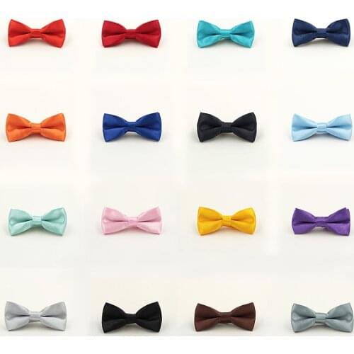 Child Solid Color Bow Tie Wedding Bowtie Noeud Papillon Boys Girls Polyester Silk Pajaritas Cravat Bowties Female Male Neckwear