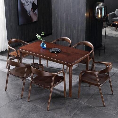 Designer Chair Creative Nordic Solid Wood Simple Hiroshima President Kennedy Chair Leather Dining Chair New Chinese Ring Chair