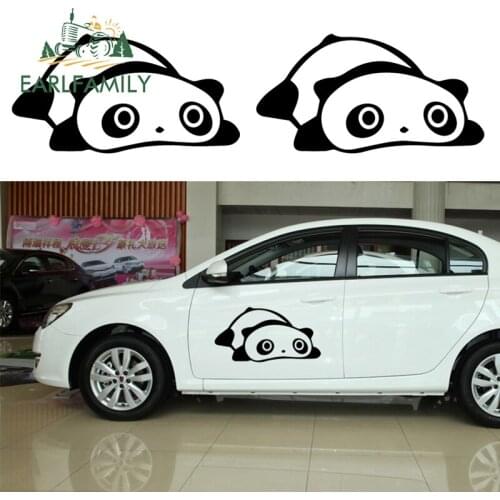 EARLFAMILY 58cm X 32.63cm 2x Cute Panda Funny Graphical (one for Each Side) Car Sticker for Window Auto Door Vinyl Decal