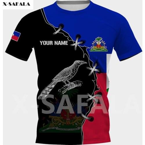 Haiti Hispanic USA Skull Country Emblem Map Flag 3D Fashion All Over Printed Round Neck T Shirt Men Women Harajuku Casual Tee