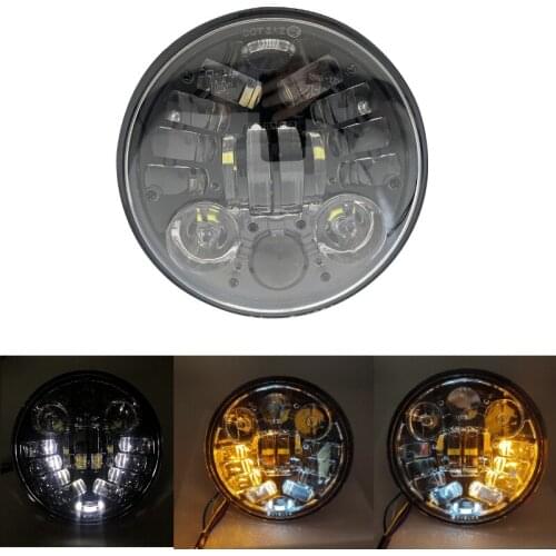 1PC 5.75" 5-3/4" Round Projector Headlamp Black LED Headlight w/Halo Angel Eyes For Harley Sportster 1200 883 Street 500 750