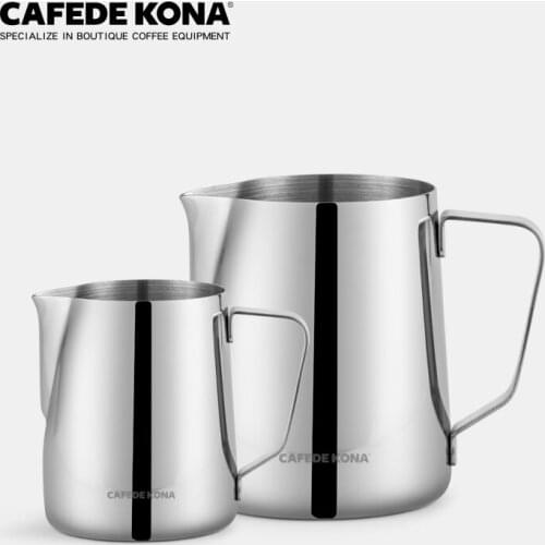 CAFEDE KONA Graduated Barista Pitcher Mirror Stainless Steel Milk Jug 300ml / 600ml Milk Frothing Pitcher For Coffee Latte Art