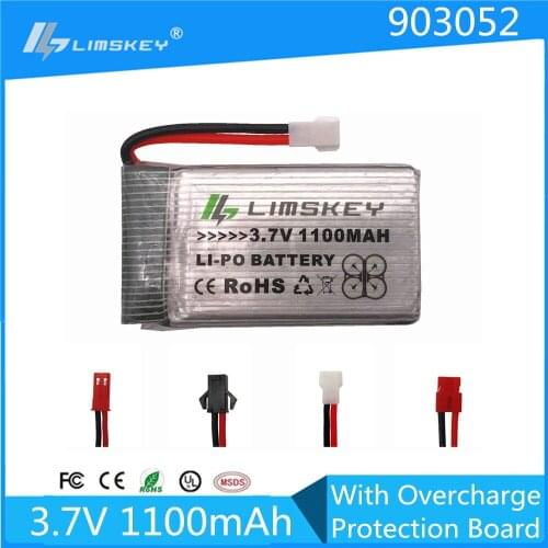 Limskey 3.7V 1100mAH Lipo Battery For SYMA X5SC X5SW X5uw x5uc x5hw x5hc H11D H11C 3.7 V 1100 mAH 25C discharge 903052