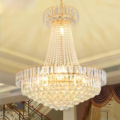 European-style golden crystal chandelier Double-floor crystal chandelier Villa living room crystal lamp restaurant lighting LED