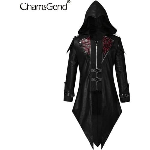 Mens Vintage Halloween Hoody Costumes Gothic Swallow-tail Coat Long Uniform Long Sleeve Steampunk Jacket Cosplay Outwear