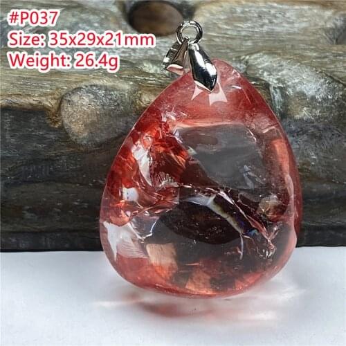 Natural Red Limonite Phantom Quartz Pendant For Women Men Love Healing 35x29x21mm Beads Clear Crystal Silver Rare Gemstone AAAAA