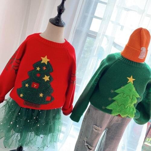 New Christmas Sweaters Baby Girls Boys Clothes Winter Long Sleeve Cartoon tree Sweater Christmas Party Chidlren Girls Clothing