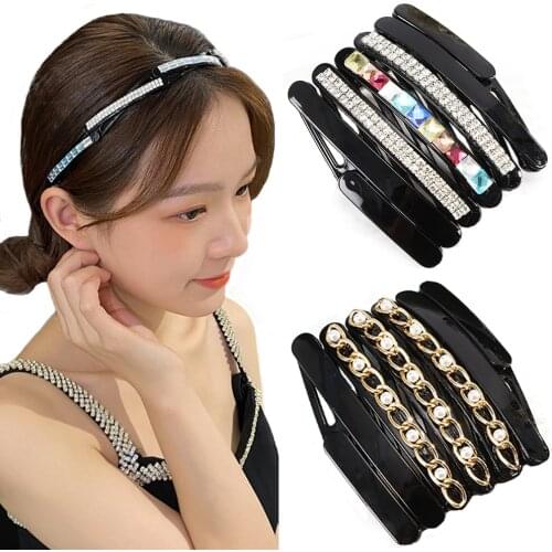 Portable Telescopic Headband Folding Magic Crystal Hairband Hair Hoop Tooth Non-slip Fashion Rhinestone Hair Accessories Women