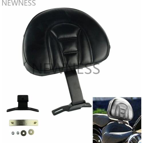 Motorcycle Adjustable Plug In Driver Rider Seat Backrest Pad Kit For Harley Softail Heritage Fatboy Lo FLSTC 2007-2017 Black