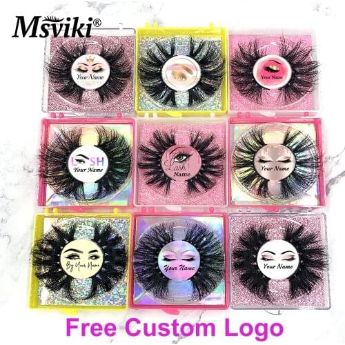 Free Custom Logo 10/20/50Pairs 5D 25MM Mink Eyelashes Vendor Luxury Fluffy Wispy 3D False Lashes Bulk Handmade Eyelash Extension