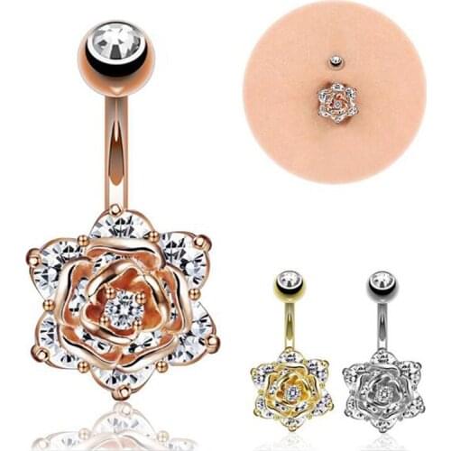 Rose flower Navel Ring 316L Surgical Steel Piercing Belly Button Rings Navel Piercing Sex Body Jewelry
