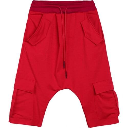 2021 Summer Harem Multi-pockets Shorts Harem Pants Adjustable Micro-elastic Soft Cotton Blend Low Crotch Cargo Trousers for Summ