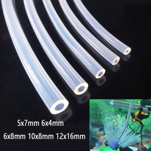 3/5 Meters 5x7mm 6x4mm6x8mm10x8mm12x16mm Silicone hose Transparent Oxygen Pump Hose Aquarium Soft Tubing