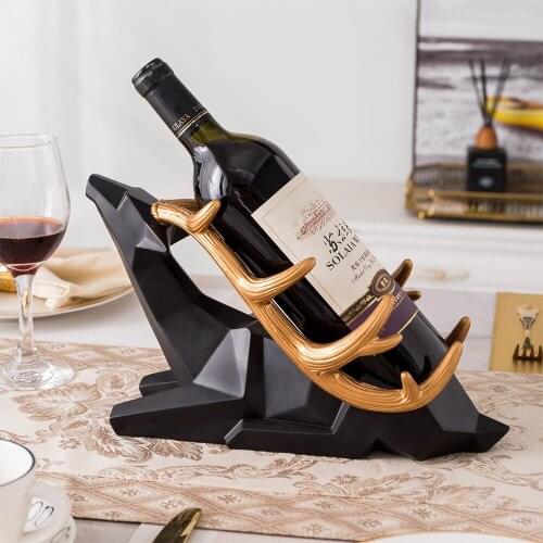 Nordic Decoration Home Geometric Deer Wine Rack Hotel Table Living Room Decor Animal Resin Statue Decoration Accessories