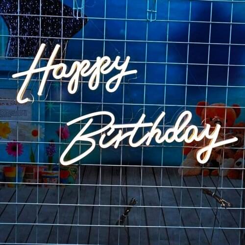 Customized Happy Birthday LEDs Sign Waterproof Lamp Party Wall Flex Neon Light Light Bar Pub Holidays Trees Wedding Globe