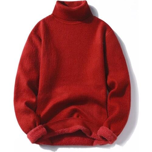 BALDAUREN Autumn And Winter Youth Mens Harajuku Sweater Pullover Solid Color Wild Loose Turtleneck Sweater Long-Sleeved Men