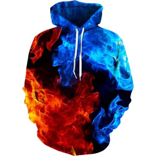 2020 New Colorful Flame Hoodies 3D Sweatshirts Men Women Hooded Loose Velvet Autumn Winter Coat Streetwear Jackets Hoodies