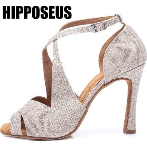 Women Latin Dance Shoes Girls Ladies Tango Modern Ballroom Dance Shoes Thin Heels Soft Sole Dancing Shoes Professional Fashion