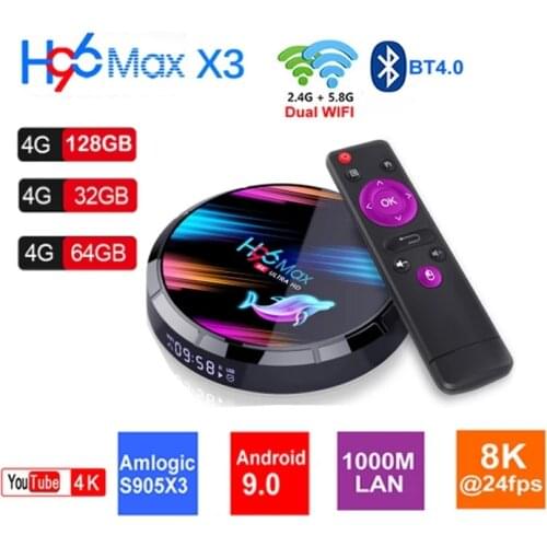 H96 Max X3 2020 tv player Android 9.0 TV BOX Amlogic S905X3 4GB 128GB 2.4G&5G Wifi BT 1000M 8K 4K Set top box Media Player