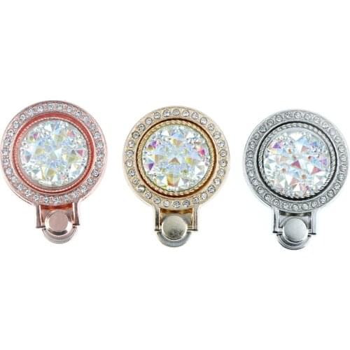 1PC Universal 360 Degree Metal Round Stand Bracket Bling Gemstone Crystal Finger Ring Phone Holderfor Smart Cell Phone 3 Colors
