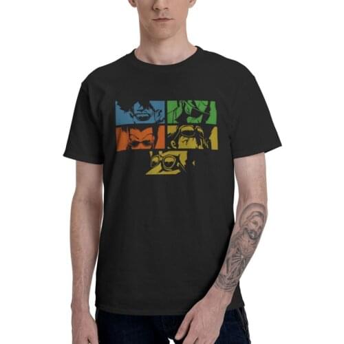 Japanese Manga Cowboy Bebop Tshirt Men Stylish Tee Tops Cotton T Shirts Short Sleeve Science Fiction Anime T-shirt Gift Merch