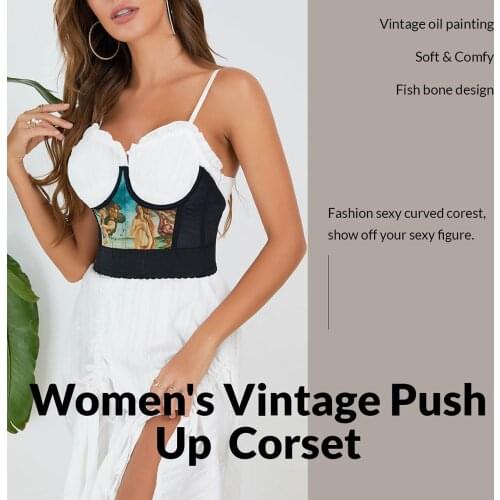 Women Renaissance Underbust Corset Mesh Lace Corset Waist Cincher Oil Painting Bustier