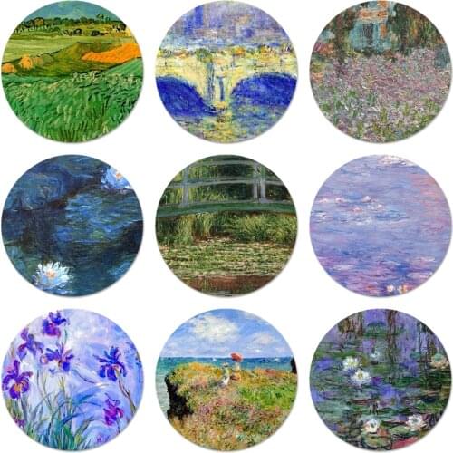 58mm Claude Monet Oil Painting Sunflower Icons Pins Badge Decoration Brooches Metal Badges For Backpack Decoration