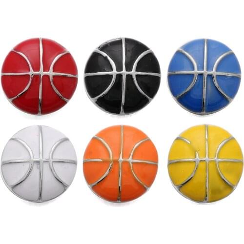 10pcs/lot 6 Colors Sports Snap Jewelry 18mm Snap Buttons Jewelry Accessories fit Snap Bracelet Bangles Basketball Jewelry