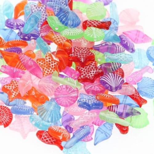 CHONGAI 100Pcs Transparent Acrylic Ocean Series beads for Jewelry Making DIY Bracelet Accessories