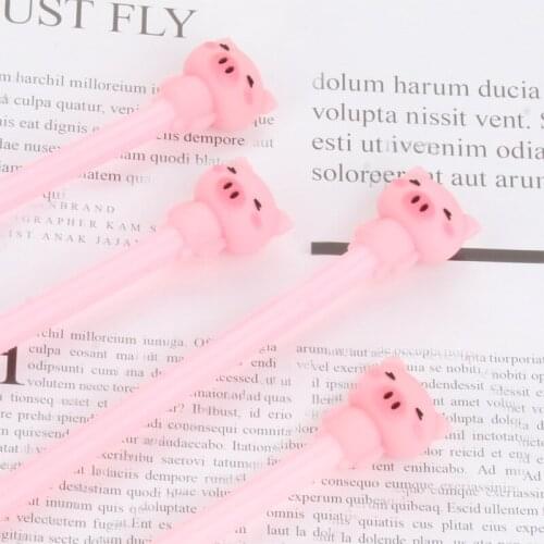 100 Pcs Fresh Cute Cartoon Pink Dull Germination Pig Neutral Pen Student Black Ink Signature Pen Kawaii School Supplies