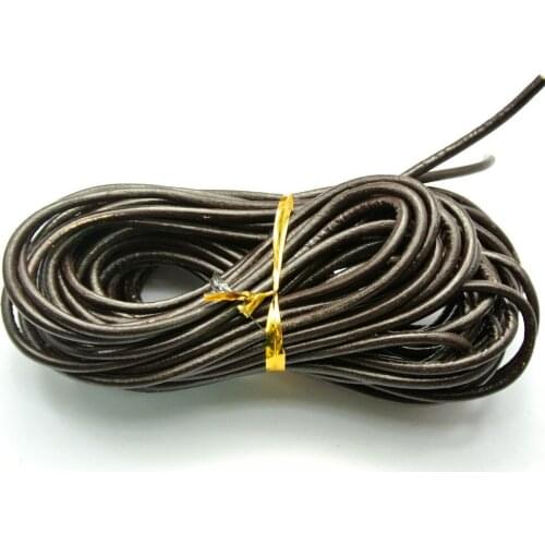 32.8 feet Brown Round Real Leather Jewelry Cord 3mm