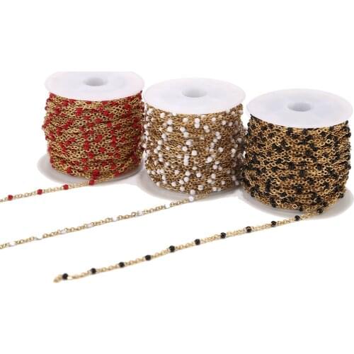 4 Meters Stainless Steel Gold Chains DIY Enamel Ball Beaded Chain for jewelry Making