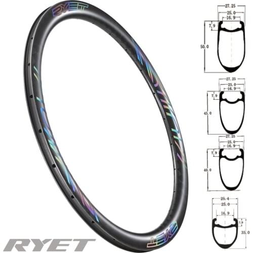 700C 18K Bicycle MTB Carbon Rims T1000 Aero U Shape MTB Rim Tubeless XC 29er super light mountain rims Clincher