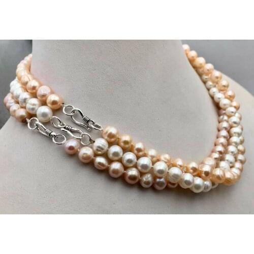 9x10mm white pink purple round baroque pearl necklace hook clasp Woman Jewelry real natural freshwater pearl Classic gift