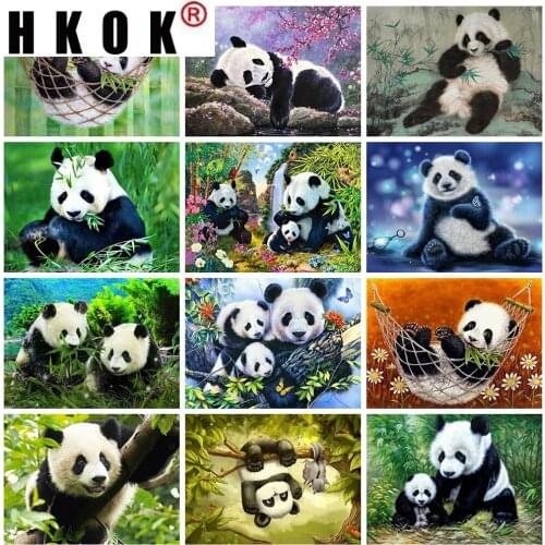 HKOK 5D DIY Diamond Painting Panda Full Square Drill Animal Diamond Embroidery Cross Stitch Kit Art Living Room Home Decor