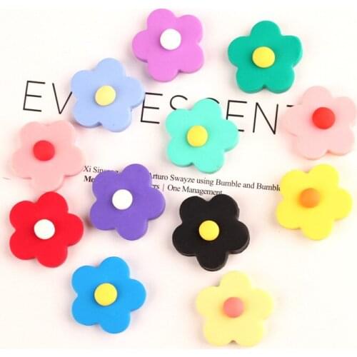Free Shipping 50pcs 25MM Spring Flowers Colorful Resin Cabochons DIY Jewelry Findings Ornament Accessories Photo Frame Decor