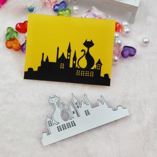 Halloween rooftop black cat metal cutting die scrapbook 2019 new DIY scrapbook album card embossing DIY paper card