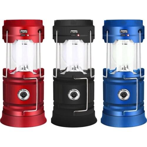Solar Camping Lantern Powerful Flashlight 18650 Battery Torch Work lamp Emergency Outdoor Waterproof Lighting for Tent Fishing