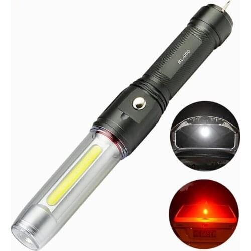 USB Rechargeable Flashlight with Magnet, Tail Ring, XPE+COB LED Flash Light Waterproof Work Repair Light for Outdoor Camping