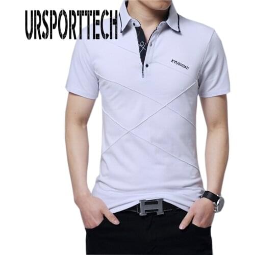 5XL Summer Mens T Shirt Cotton Short Sleeve Lapel Shirt Men Business & Casual Letter Printed Male Tee Shirt Breathable Tees