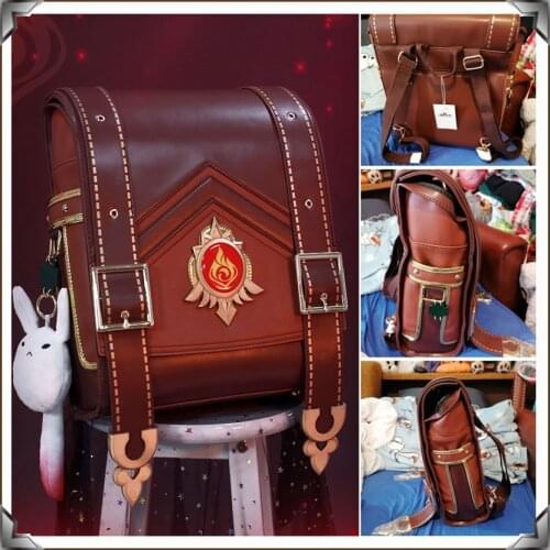 Game Genshin Impact Klee Cosplay Costume Bag Wigs Shoes Loli Party Outfit Uniform Women Halloween Carnival Costumes Klee Props