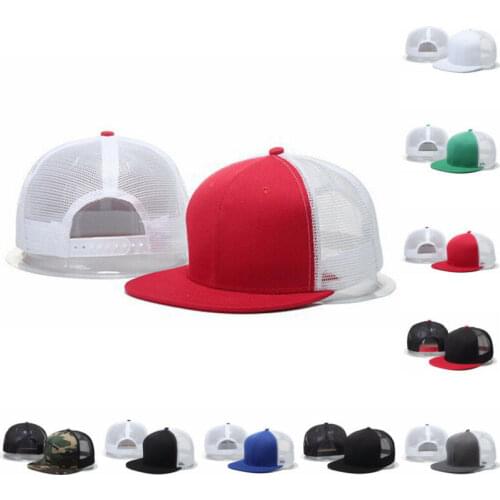 New trendy print casual Adjustable Snapback Trucker Baseball Cap Travel Hat Men Women Summer Mesh Visor Flat Hat Black White