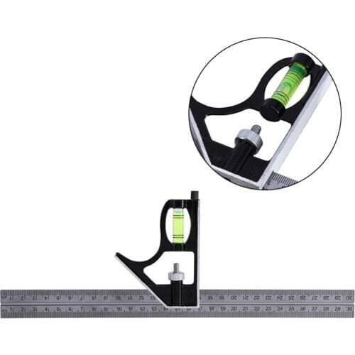 Combination Square Ruler Adjustable Engineer Try Square Set Right Angle Ruler Stainless Steel Multi-functional Measuring Tools