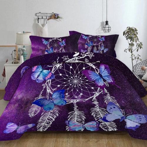 Butterfly dream catchers Bedding Set purple Duvet Cover With Pillowcases Twin Full Queen King Size Bedclothes 3pcs home textile