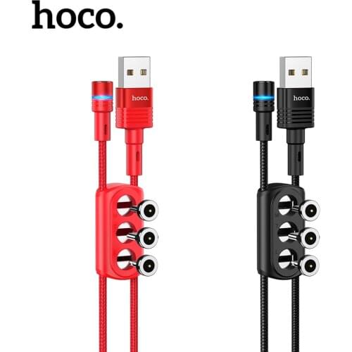 Hoco 3 in 1 Magnetic Phone Charging Cable With Plug Container For iPhone 12 Type C Micro Magnet Charger For Samsung Xiaomi Cord