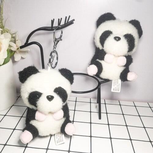 Cute fat pet Panda plush pendant toy bag pendant keychain car accessories Soothing doll 12cm kids christmase wedding gift