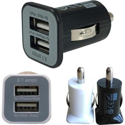 Mini Micro 3.1A Double Dual USB Car Charger adapter For IPhone ipod ipad samsung all mobile phone *200pcs/lot