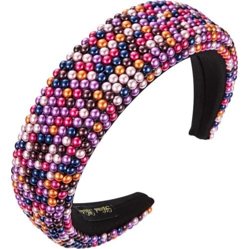 Fashion LuxuryColorful Bohemian Crystal Rhinestones Sponge Padded Headbands Wide For Women Wild Trendy Hair Accessories772