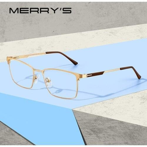 MERRYS Men Luxury Alloy Optics Glasses Frames Male Square Ultralight Myopia Prescription Glasses Business Style S2119
