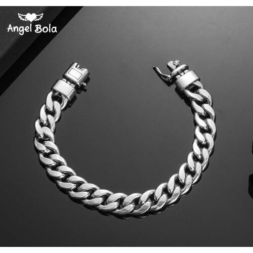 Safety Buckle Men Bracelet Buddha Bracelet Wristband Antique Silver color Bracelets Punk Men Curb Link Chain Jewelry Gifts